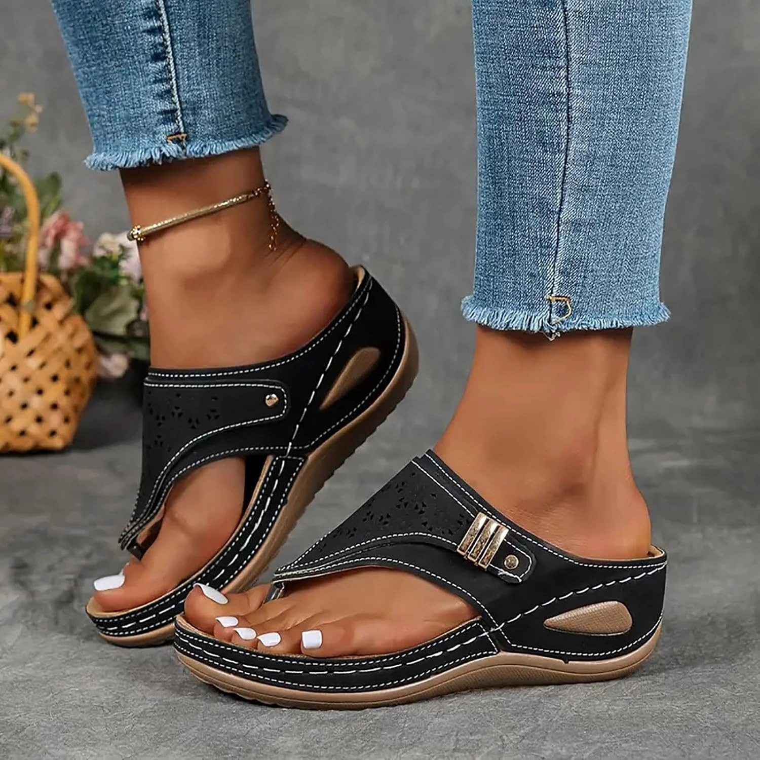 Orthopedic Sandals for Women Dressy Comfortable Arch Support Platform Wedge Sandals Summer Vacation Beach Shoes Flip Flops Instagram