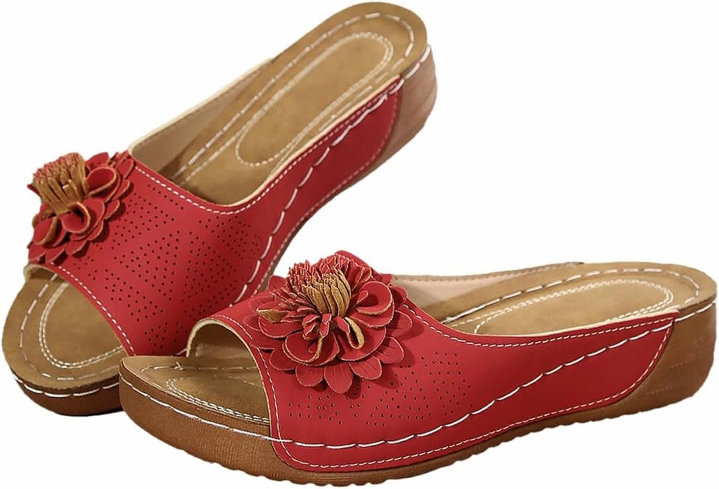 Orthopedic Sandals for Womens Chic Flowers Dressy Wedge Comfort Platform Sandal Arch Support Peep Open Toe Sandals Summer Fashion Flower Slippers Shoes Casual Slip On Comfortable Shoe Adidas Barricade Tennis Shoe