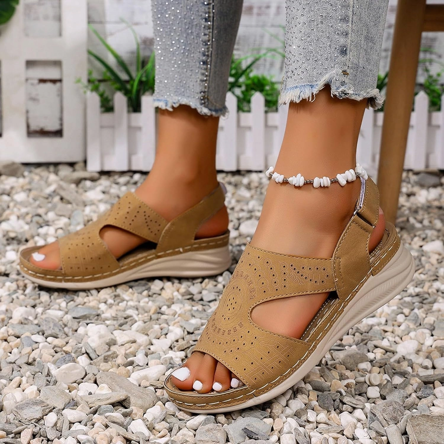 Orthopedic Wedge Sandals for Women 2025 Summer Dressy Ankle Strap Open Toe Low Heel Platform Wedges Comfortable Shoes Bounce Flip Flops