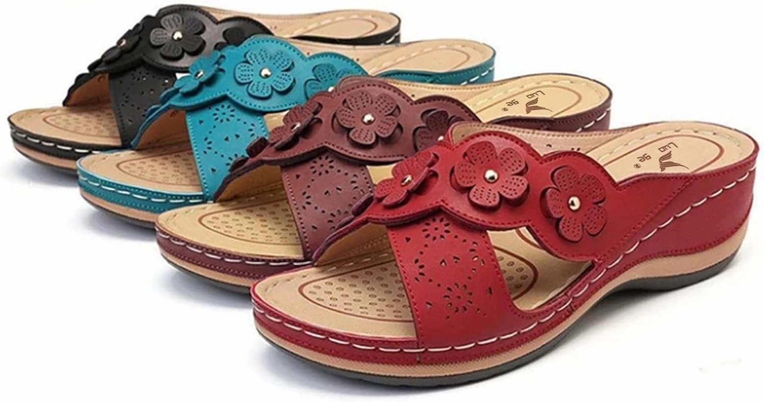 Orthopedic Wedge Sandals for Women Dressy Summer 2025,Arch Support Flip Flops Comfortable Elegant Casual Beach Slippers Women's Orthotic Sandals Slip-on Flats Outdoor Slides Boho Walking Shoes Diy Flip Flops Decorations