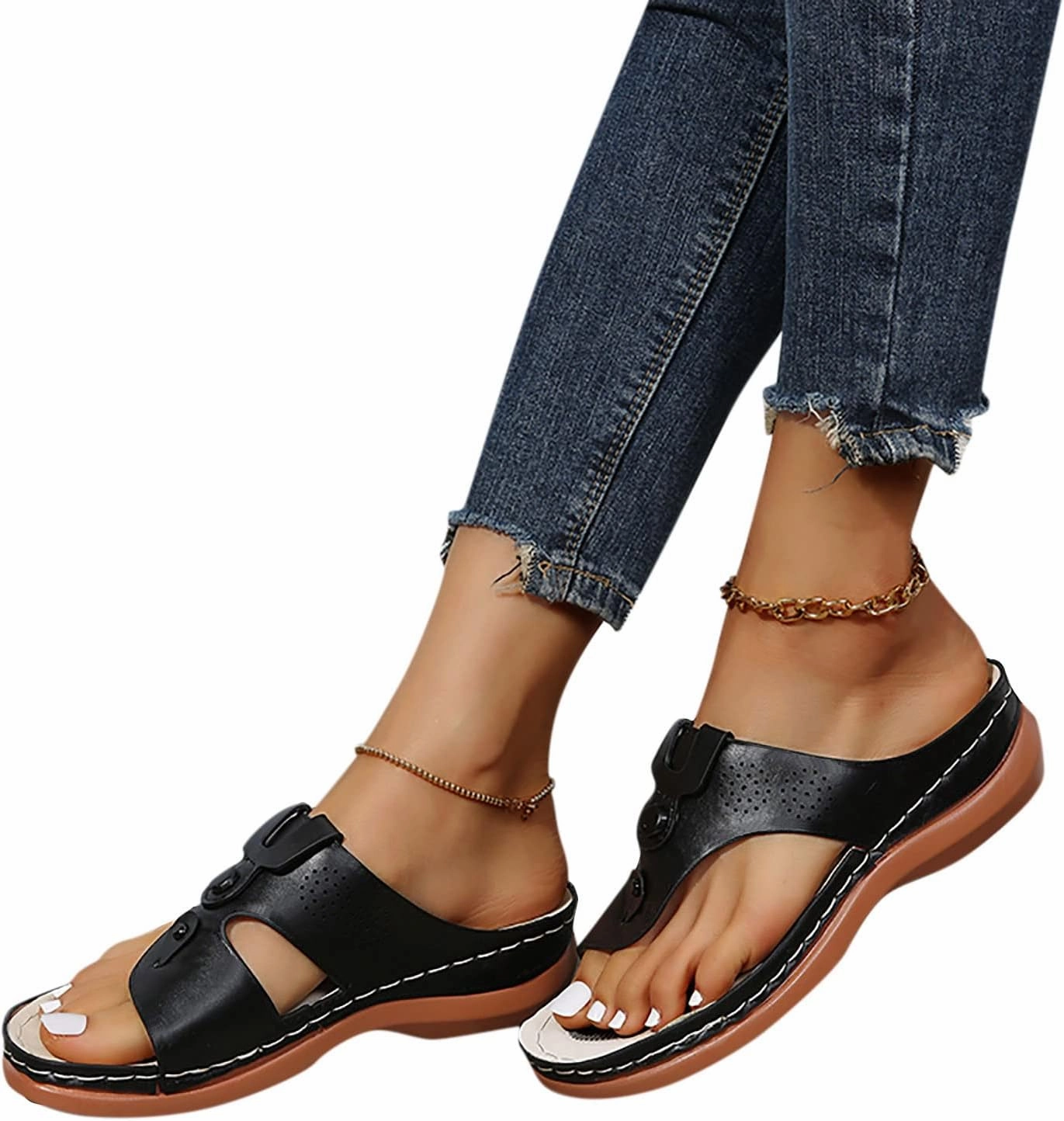 Orthopedic Women Sandals 2025 Summer Comfortable Dressy Sandals Casual Slip on Flip Flops Outdoor Beach Slippers Deadpool Flip Flops