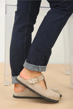 Oslo Buckle Suede Slip-on Mules Clogs & Mules