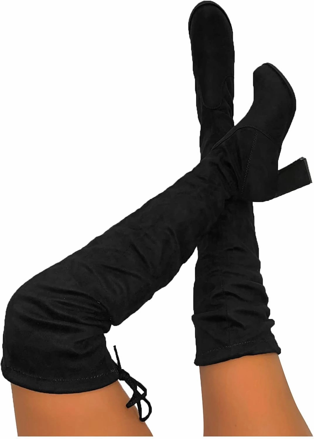 Over the Knee Boots for Women Platform Thigh High Boots Chunky Heel Knee High Boots Round Toe Stretch Suede Over-the-Knee Boots Fashion Long Boot Sexy Fall Boots Knee High Boots Inspo