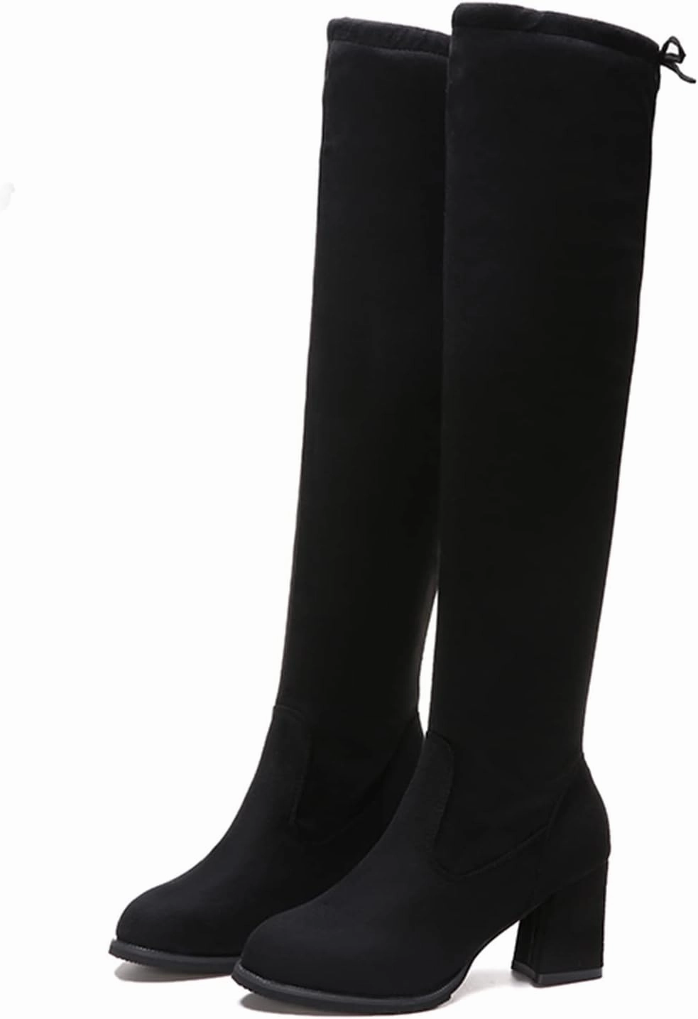 Timeless Knee High Boots Over the Knee Boots for Women Platform Thigh High Boots Chunky Heel Knee High Boots Round Toe Stretch Suede Over-the-Knee Boots Fashion Long Boot Sexy Fall Boots