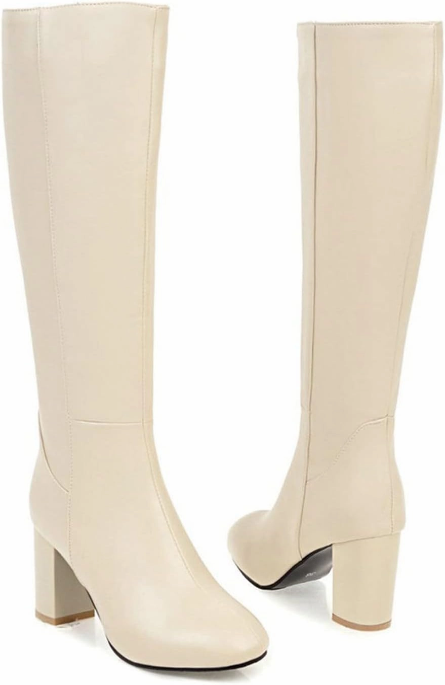 Cora Knee High Boots Over the Knee Boots for Women Thigh High Boots Women's Thick Heel High Heel Square Head Fashionable Long Tall Boots