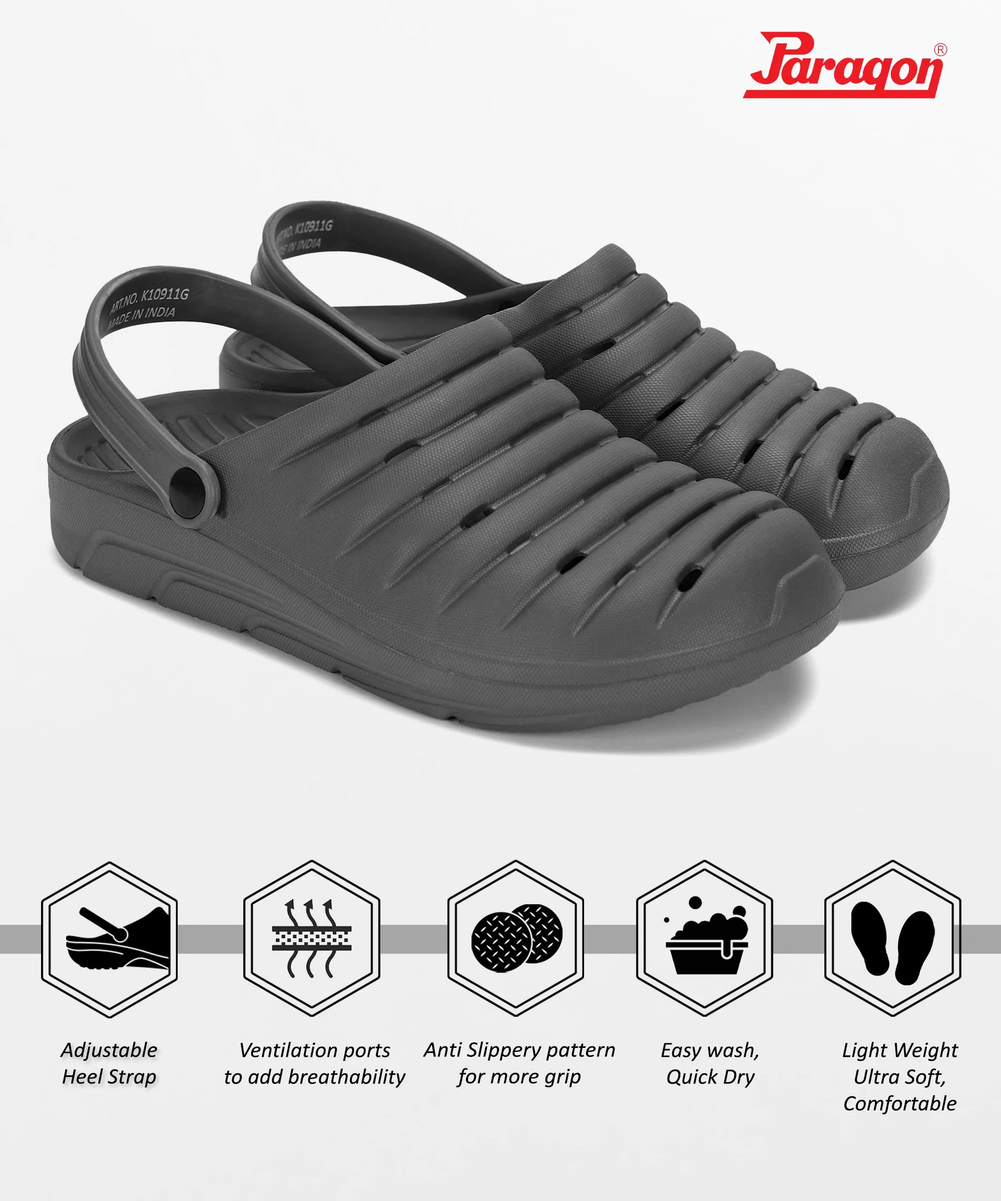 Paragon Blot K10911G Men Casual Clogs | Stylish,Durable | Casual & Comfortable | For Everyday Use Boston Clogs Rubber