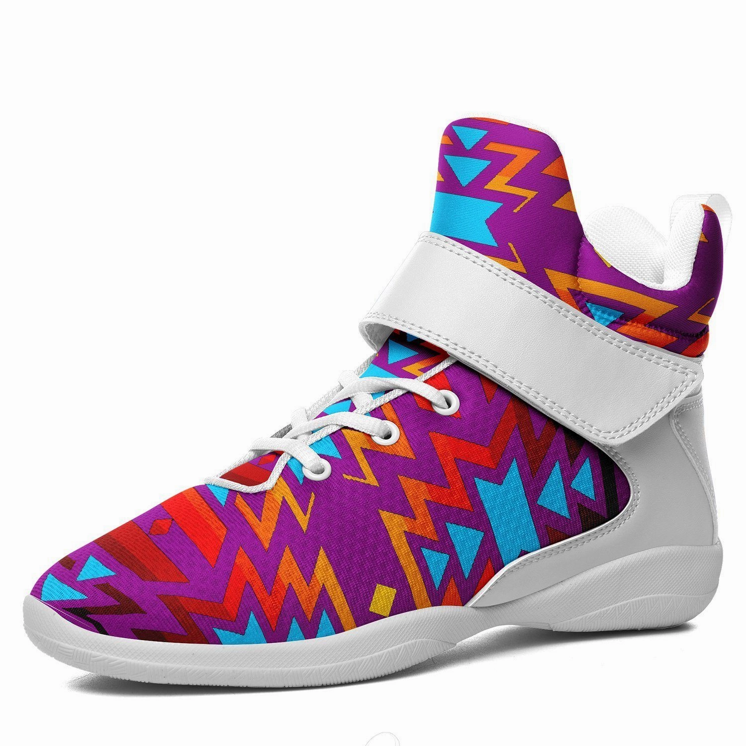 Basketball Shoes With Different Colors On Each Shoe Fire Colors and Turquoise Purple Kid's Ipottaa Basketball / Sport High Top Shoes