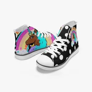 Leather Knee Boots With Block Heel Afro Unicorn Dreamers High-Top Canvas Shoes