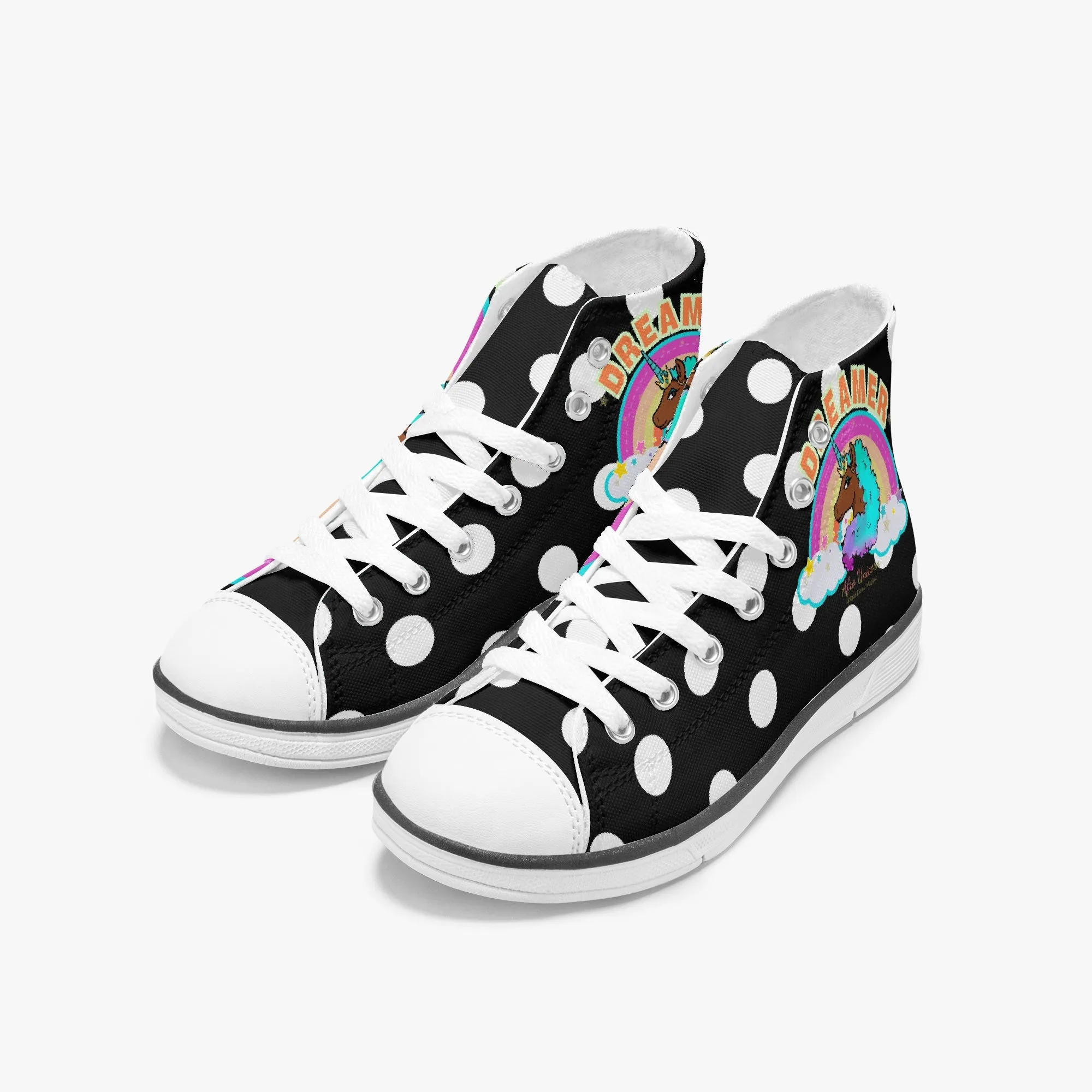 Afro Unicorn Dreamers High-Top Canvas Shoes High Heel Heels