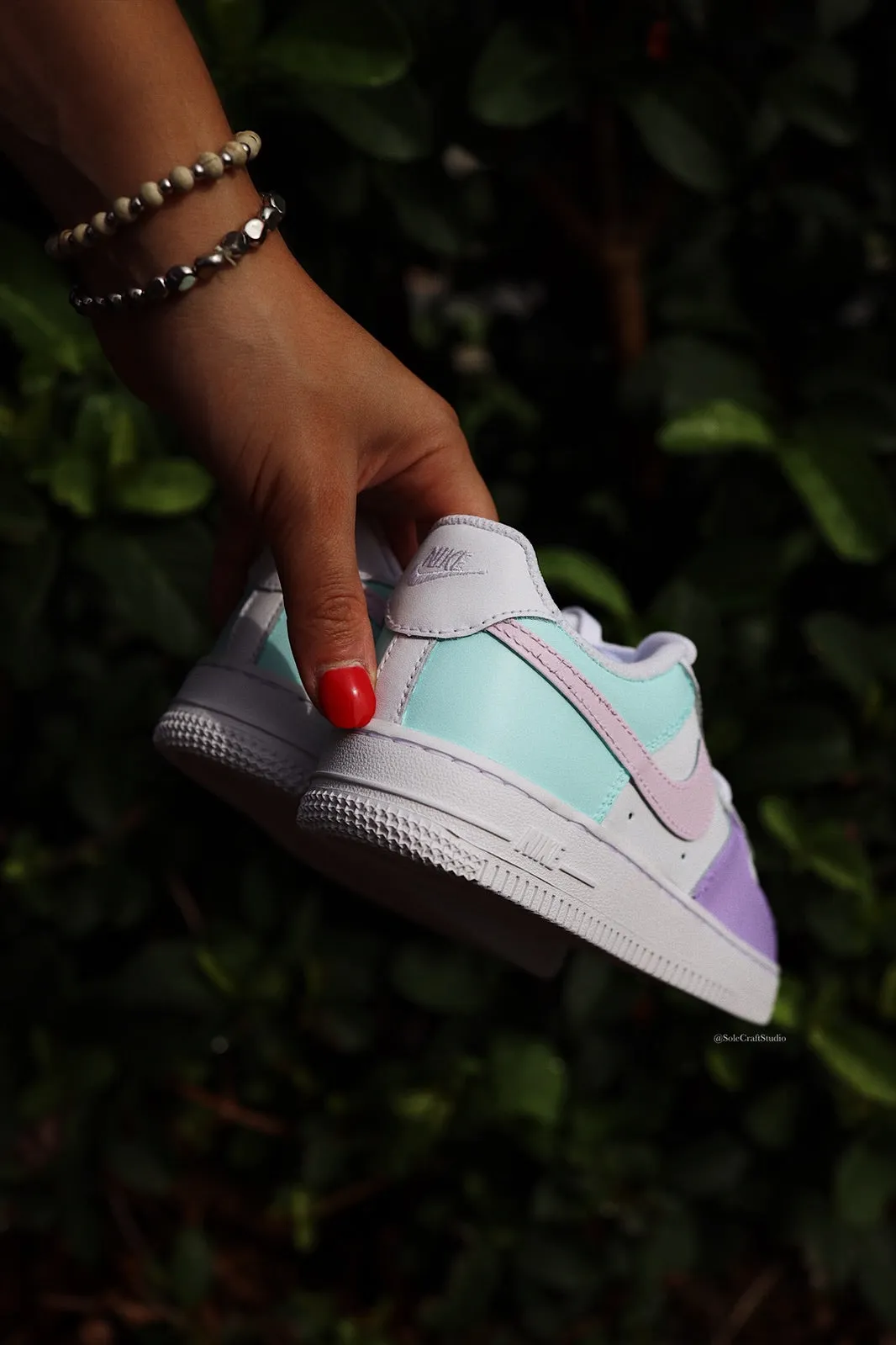 Air Force 1 Low Custom Kids Shoes Pink Lavender Mint Hand Painted AF1 Sneakers Goat Com Sneakers