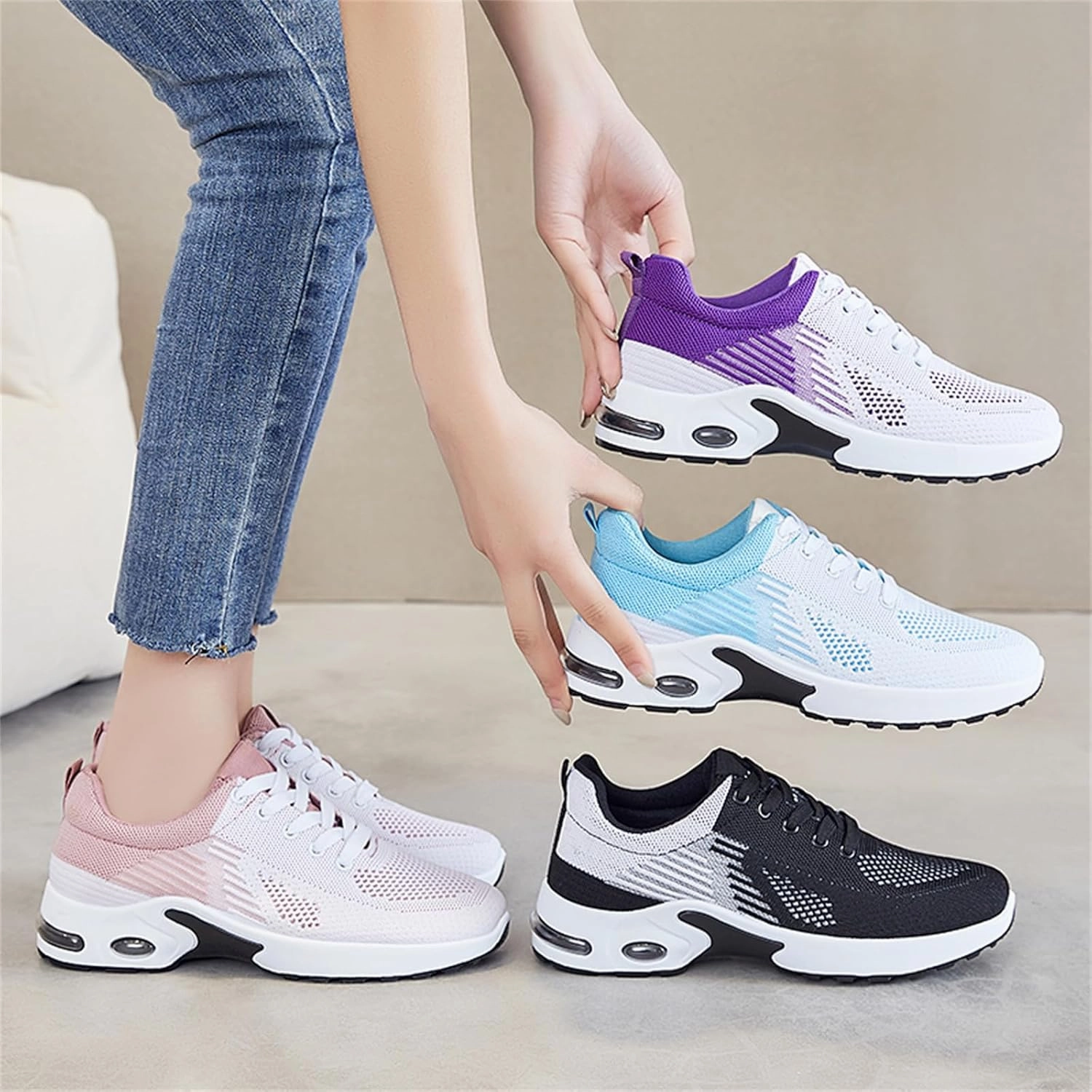 Tennis Shoes for Women, Womens Fashion Sneakers Comfort Wear Orthowear Shoes, Air Cushion Mesh Breathable Sneakers Walking Shoe for Workout Sports Tenis para Mujeres Asics Upcourt 5 Volleyball Shoe