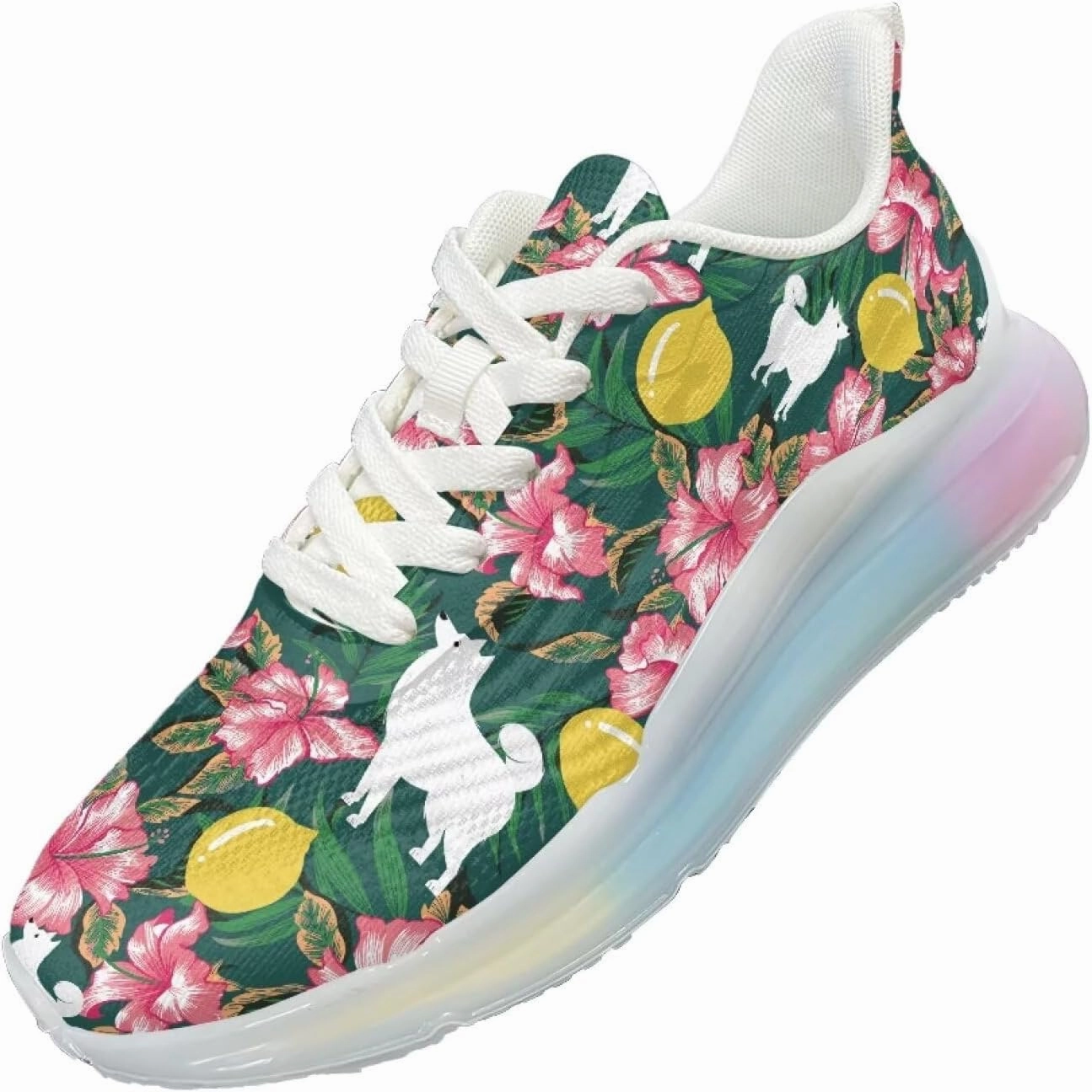 Japan Volleyball Team Shoes Women's Road Running Shoes Lightweight Breathable Athletic Sneakers Gym Cross Trainer Walking Shoes Flowers Fox Pattern