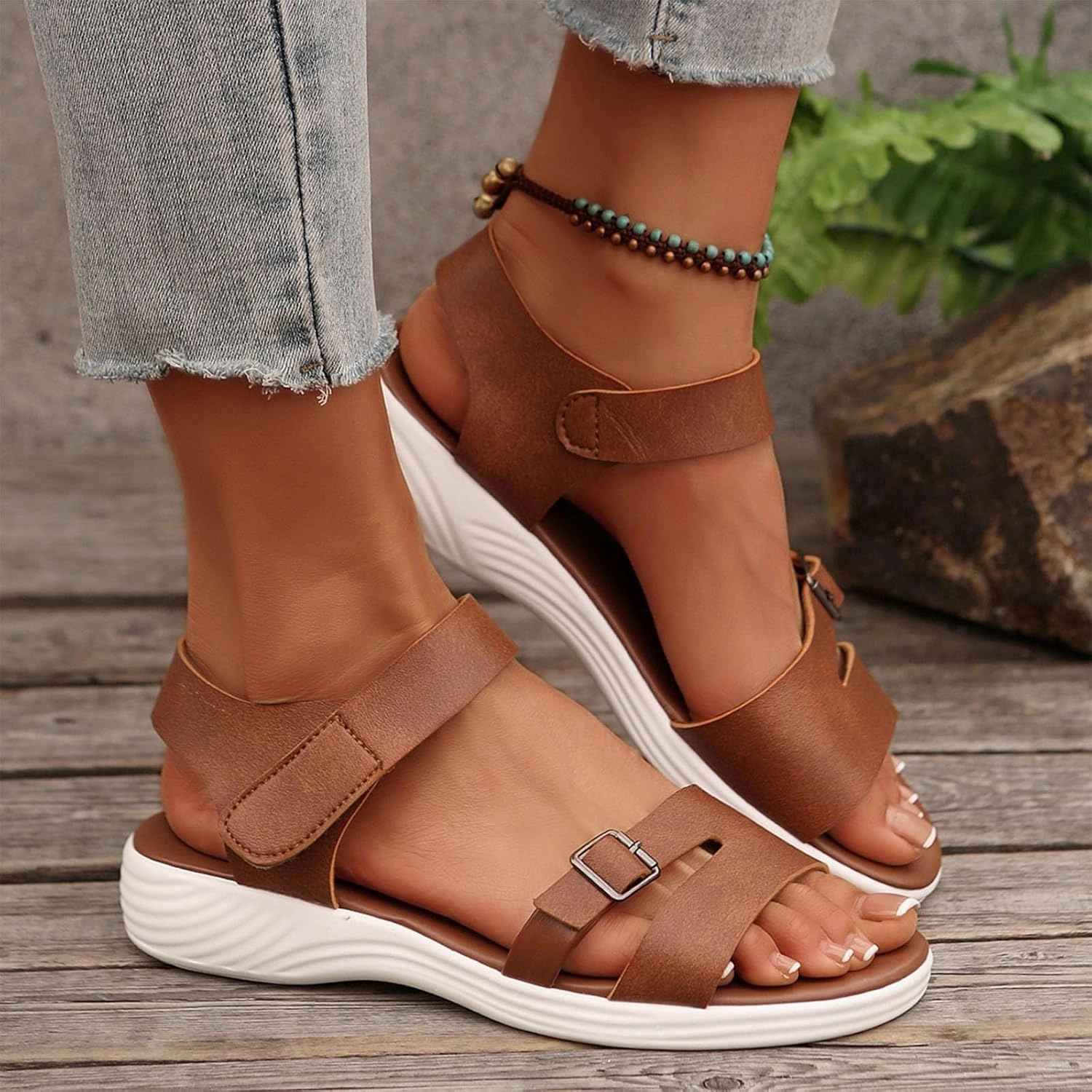 Flip Flops Geox Womens Flat Sandals Comfort Adjustable Strap Slip on Soft PU Leather Footbed Open Toe Walking Shoes for Summer 2025