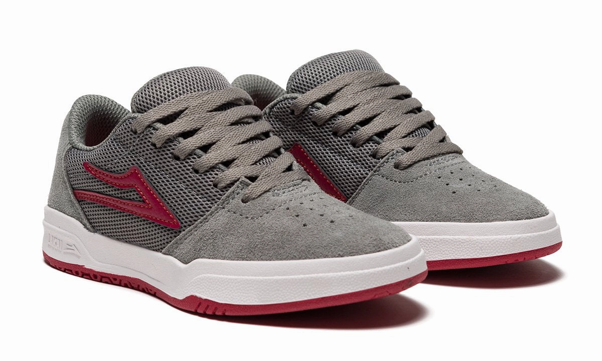 Lakai Shoes Kids Brighton Grey Red Tactical Skate Shoes