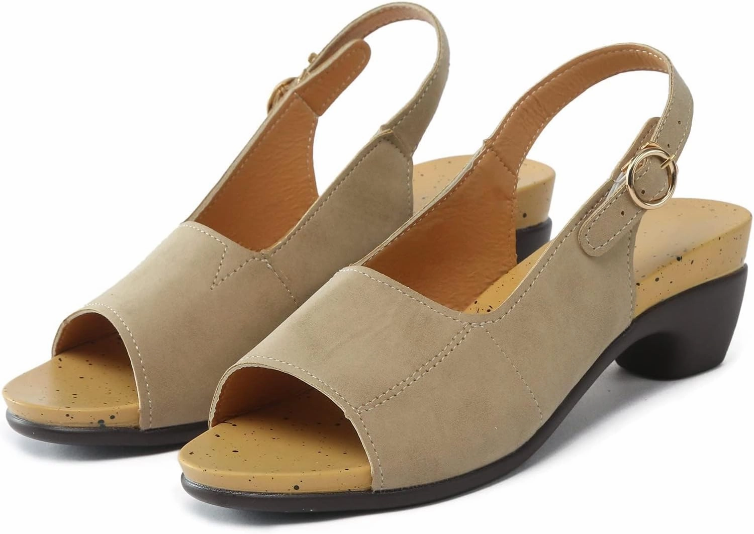 Sandals for Women Elegant Comfortable Open Toe Low Chunky Heel Shoes Women's Dressy Fashion Sandals Flat Slingback Fish Mouth Beach Slip On Wedding Trendy Sandal Dressy Work Plant Based Flip Flops