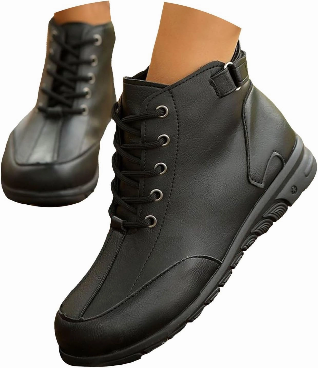 Metalhead Combat Boots Platform Boots Women's British Combat Boots Solid Color Leather Lace Up Thick Heel Halloween Outdoor Boots