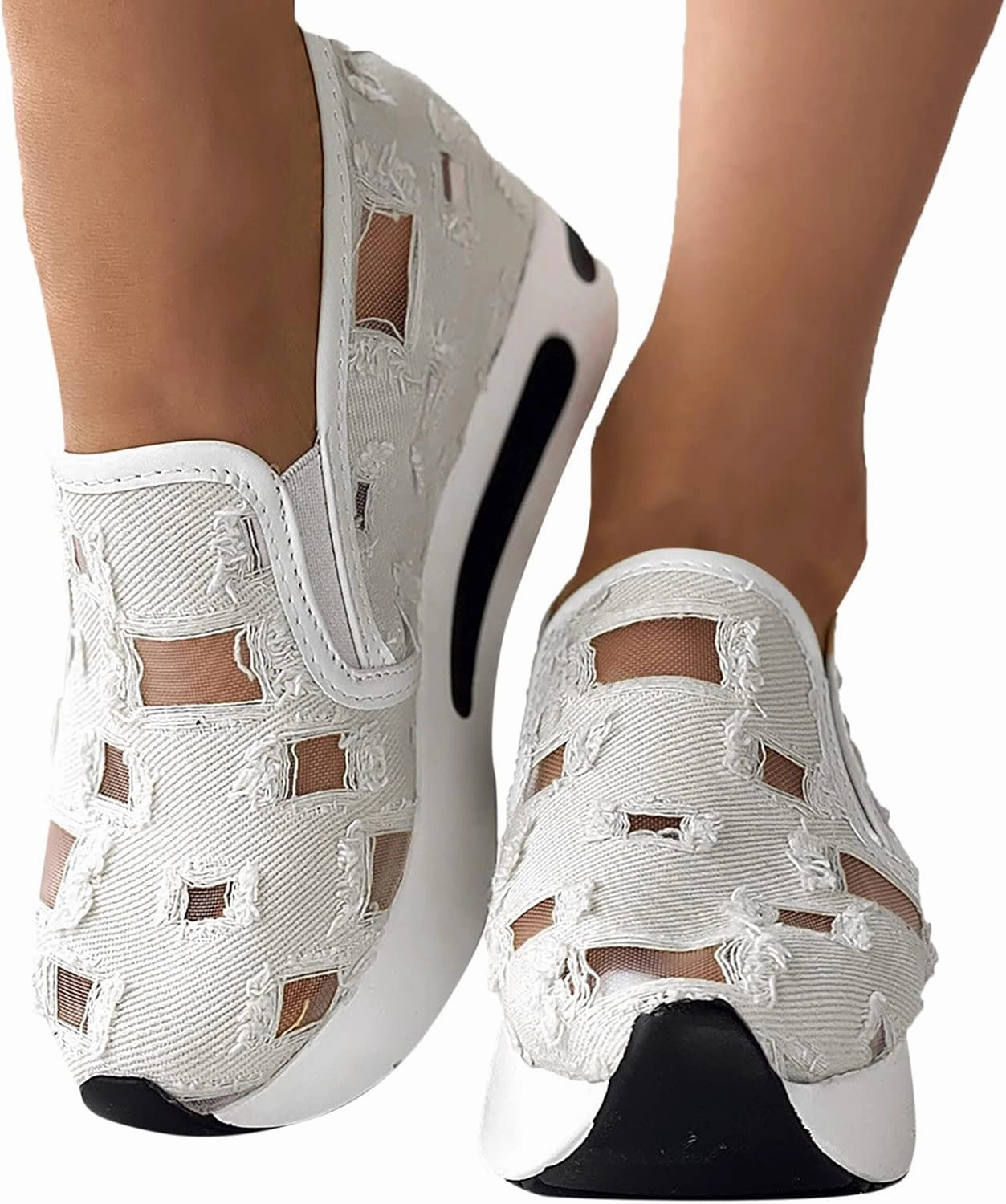 Platform Sneakers for Women,Fashion Sneakers for Women 2024 Orthopedic Wedge Tennis Shoes Floral Embroidery Ladies Hidden Sneakers Comfortable Work Shoes for Casual and Daily Wear, 6.5, Brown Indoor Court Shoes Badminton