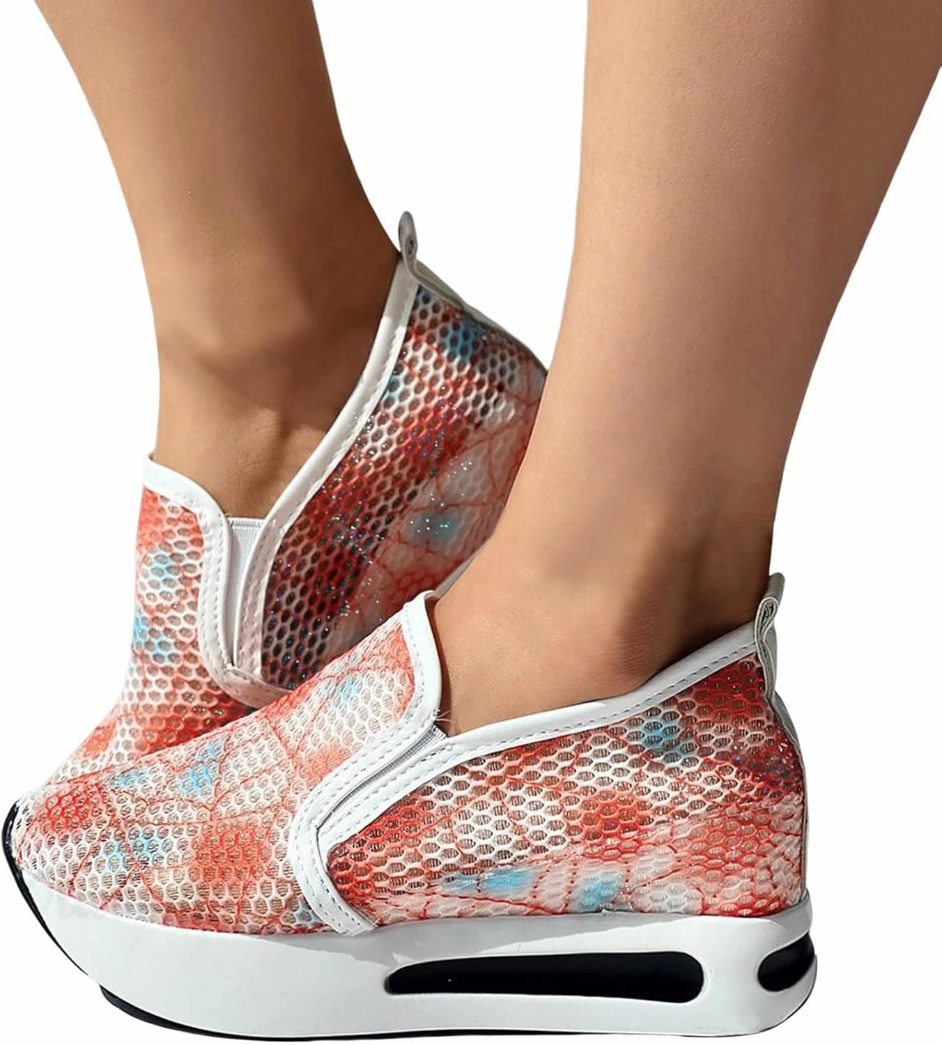 Running Shoes Vs Badminton Shoes Platform Sneakers for Women Slip on Loafers Lace Embroidery Chunky Fashion Casual Tennis Shoes Lightweight Walking Shoes Comfortable Ladies Hidden Sneaker Breathable Orthopedic Wedge