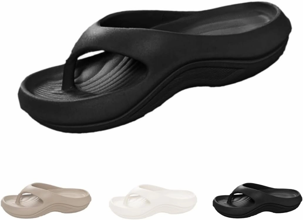 Arch Support Flip Flops for Women Plantar Fasciitis Orthopedic Sandals for Women Arch Support Walking Sandals Platform Recovery Flipflops Pillow Soft Summer Beach Shoes Non-slip Comfort Lightweight Retro Flip Flops