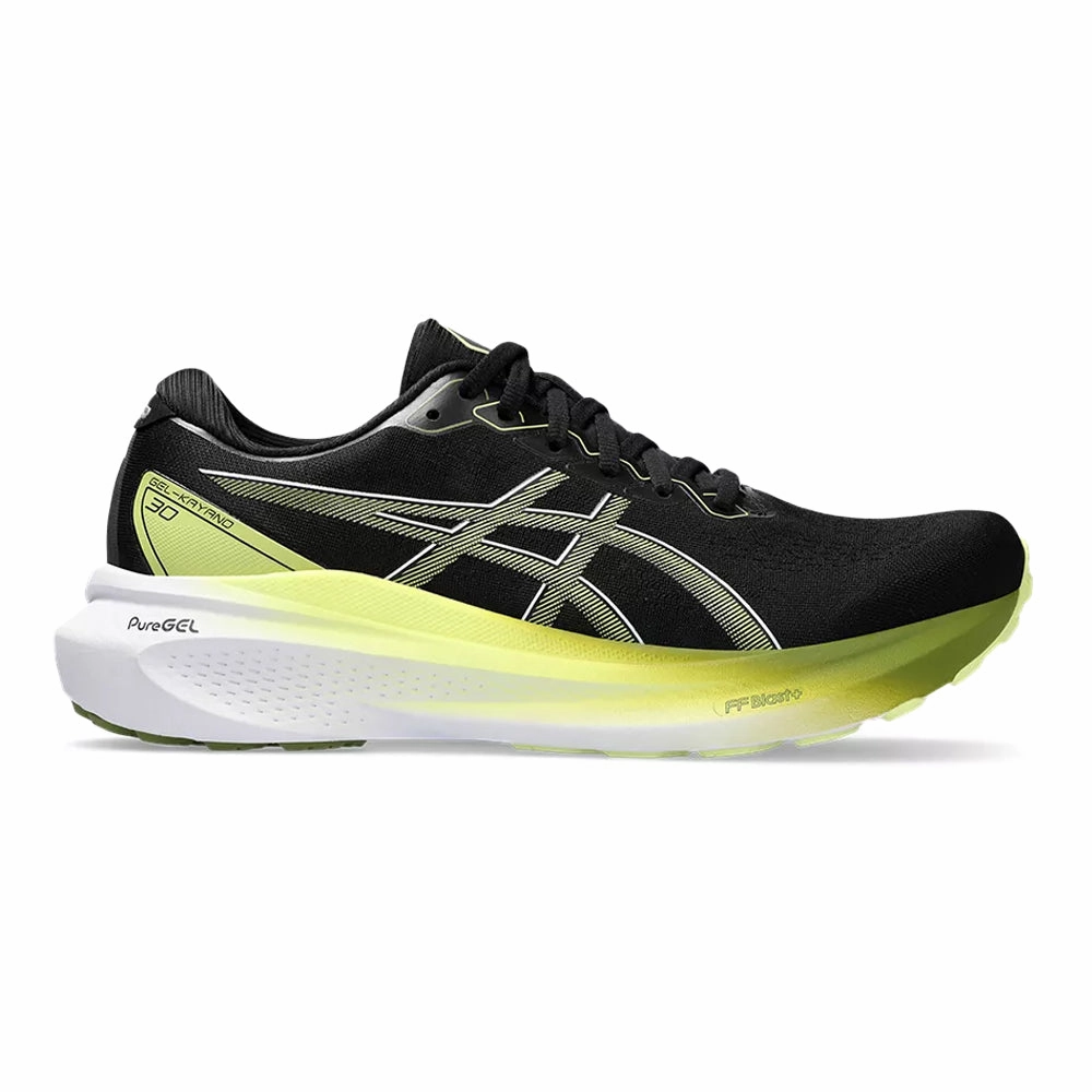 Men's Asics Gel-Kayano 30, Black/Glow Yellow, 10.5 D Medium Asics Shoe Size Guide