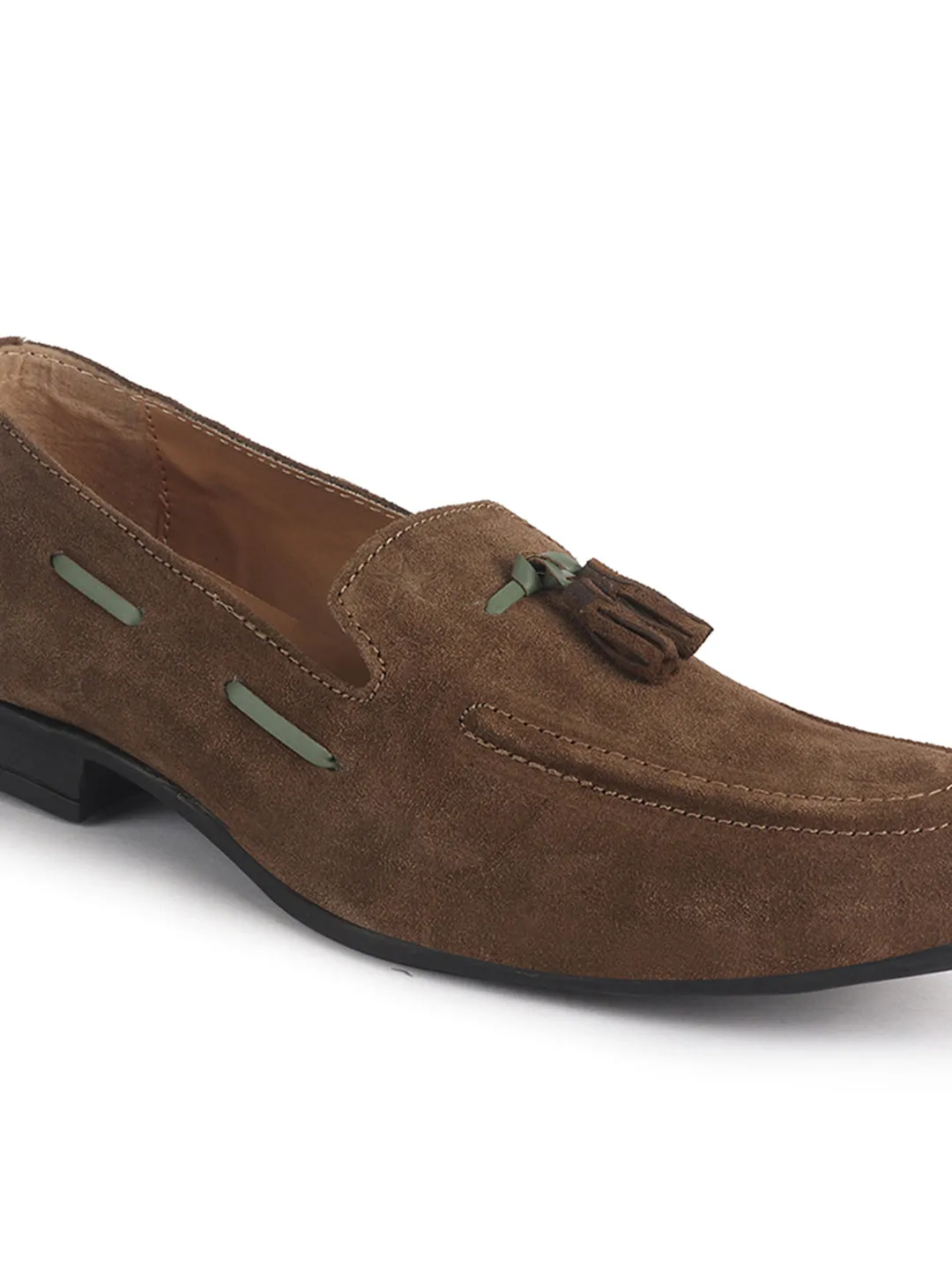 Men Olive Green Suede Leather Casual Tassel Loafer Shoes Franco Sarto Bocca Loafers