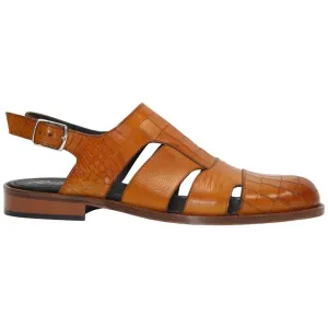 Positano Senape Calfskin Exotic Print Sandal | Duca Dress Sandals for Men Leopard Print Shoes With Dress