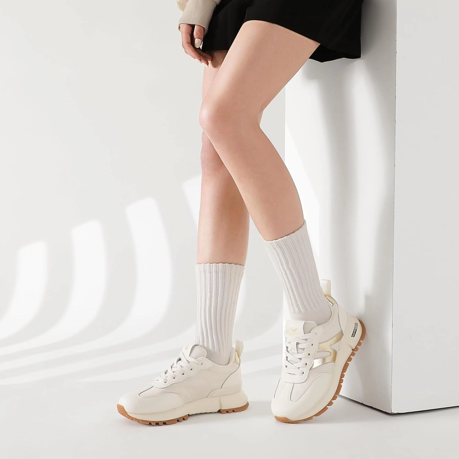 somiliss Sneakers for Women Genuine Leather Suede Patchwork Casual Lace Up Non-Slip Walking Shoes Comfortable Tennis Running Shoes Womens Fashion Sneakers Free Training Shoes