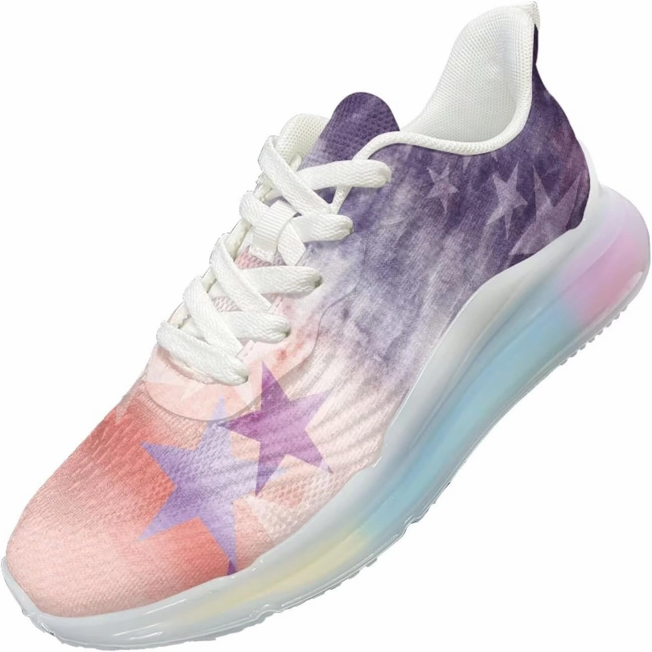 Volleyball Indoor Court Shoes Women Trainers Sports Running Shoes Causal Travel Walking Air Cushion Shoe Lace-up Breathable for Lady Teenager Girls Tie-dye Star Pattern