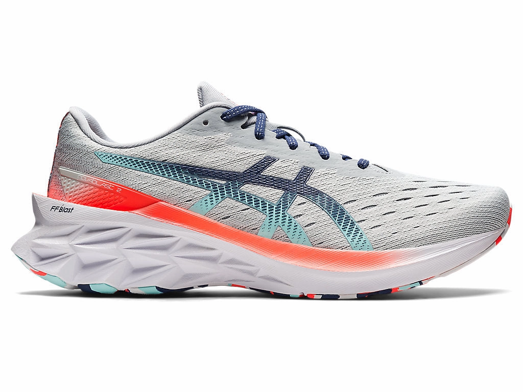 Asics Mild Stability Running Shoes Men's Asics NOVABLAST 2, Glacier Grey/Thunder Blue, 9 D Medium
