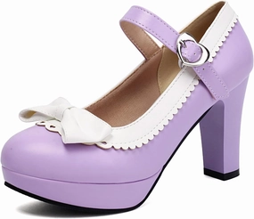 Light Blue Tennis Shoes SACFOF Woman's High Heel Lolita Shoes Platform Cute Bowknot Mary Jane Shoes Dress Round Toe Pumps Shoes