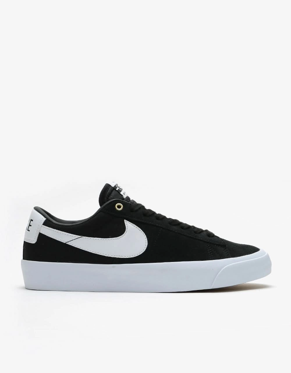 Nike SB Zoom Blazer Low Pro GT Skate Shoes - Black/White-Black-Gum Light Brown Nike Flywire Shoes