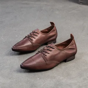 Work Boots Sold Near Me Women Retro Solid Leather Pointed Toe Work Shoes