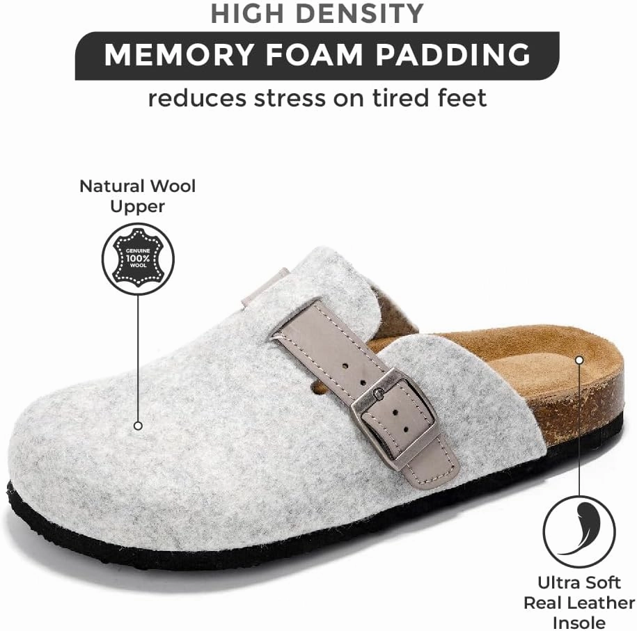 Project Cloud Genuine Leather Footbed Clogs for Women - Memory Foam Arch Support Slippers for Women - Trendy Slip-ons Women's Mules & Clogs Sandals (Benton) Slip On Wedge Shoe