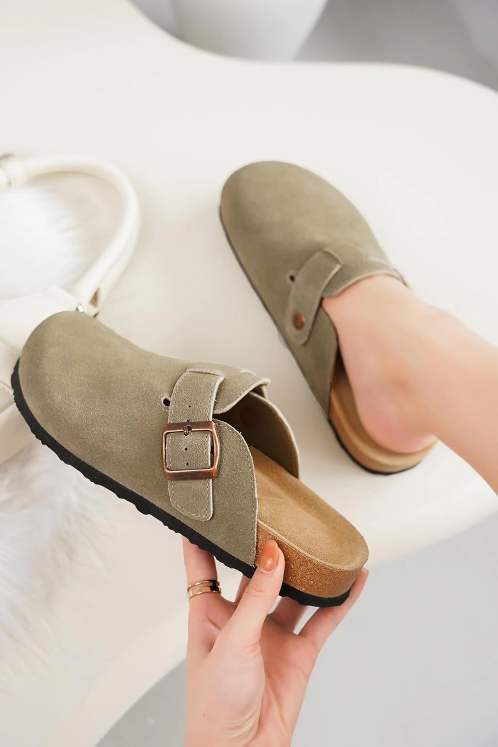 Project Cloud Genuine Leather Footbed Clogs for Women - Memory Foam Arch Support Slippers for Women - Trendy Slip-ons Women's Mules & Clogs Sandals (Benton) Slip On Shoes Clearance