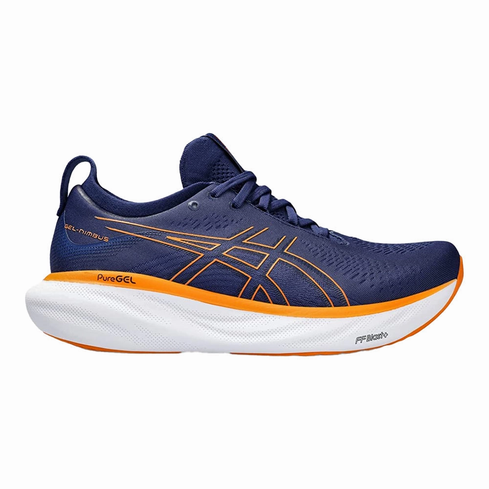 Men's Asics Gel-Nimbus 25, Deep Ocean/Bright Orange, 7.5 D Medium Find The Right Asics Running Shoe
