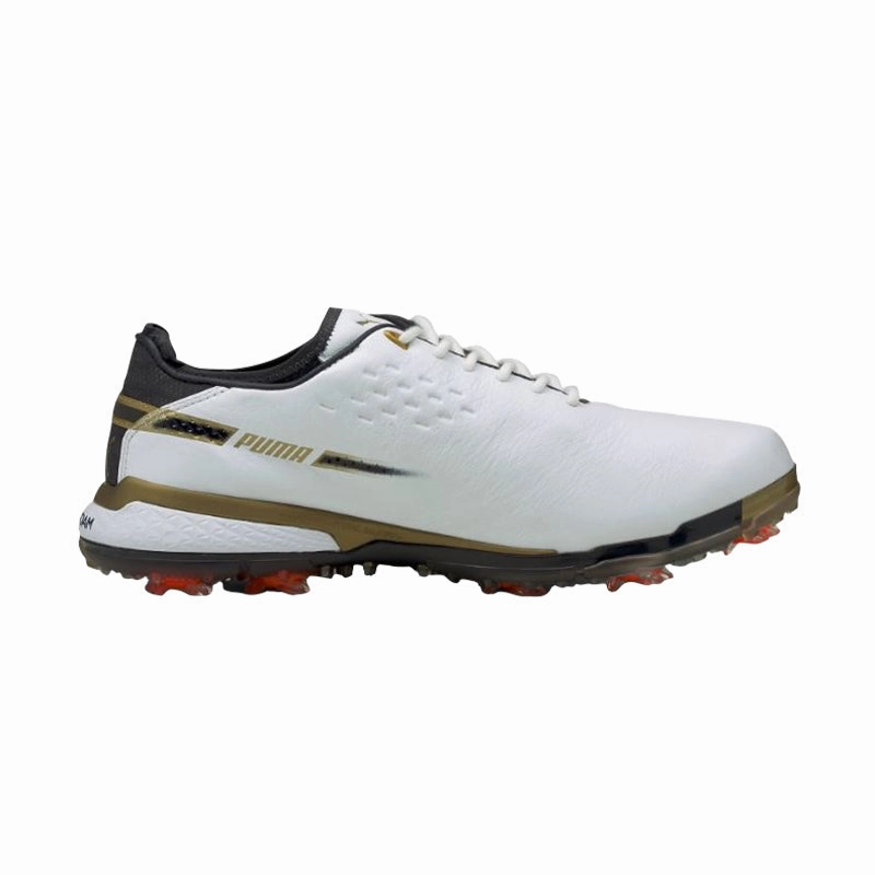Puma Ferrari Shoes PUMA Proadapt 2.0 Men's Spiked Shoes (White/Black/Gold)