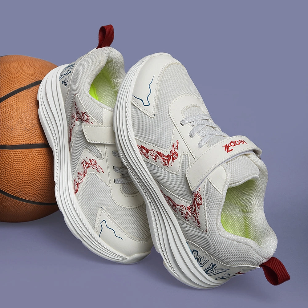 Leap7x White Sports Lacing Running Shoes For Kids ELENOR-2LE By Liberty Best Running Shoes For Flat Feet