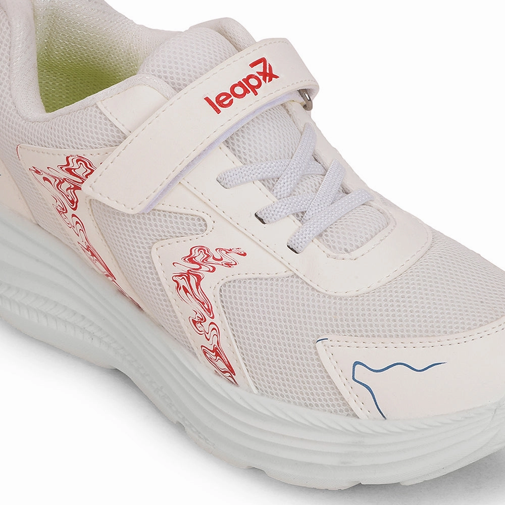 Leap7x White Sports Lacing Running Shoes For Kids ELENOR-2LE By Liberty Running Shoes Guru