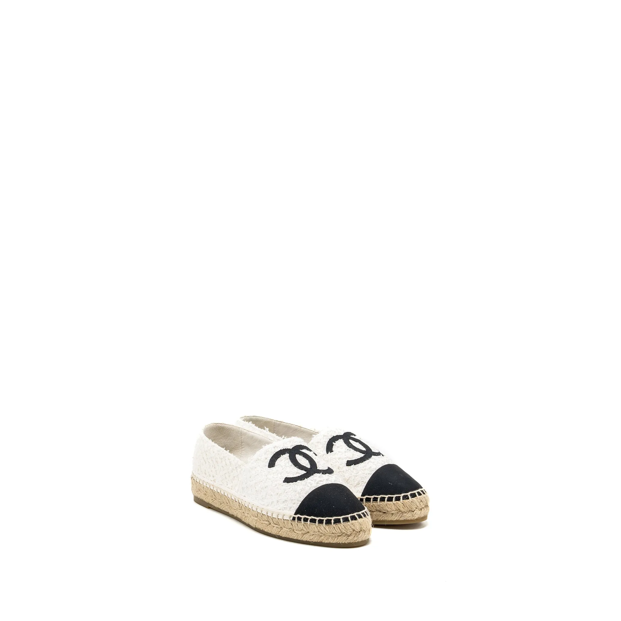 Espadrille Bershka Chanel size 40 espadrilles cotton/tweed white / black