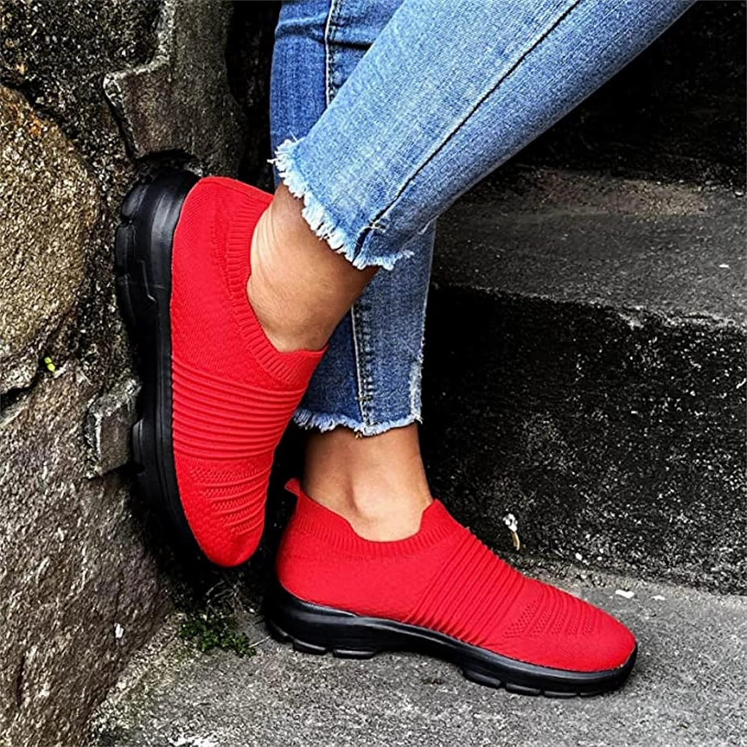 Ladmiple Shoes For Women Sneakers Trendy Slip On Running Shoes Non Slip Walking Shoes Gym Workout Tennis Fashion Sneakers Machine Washable Tennis Shoes