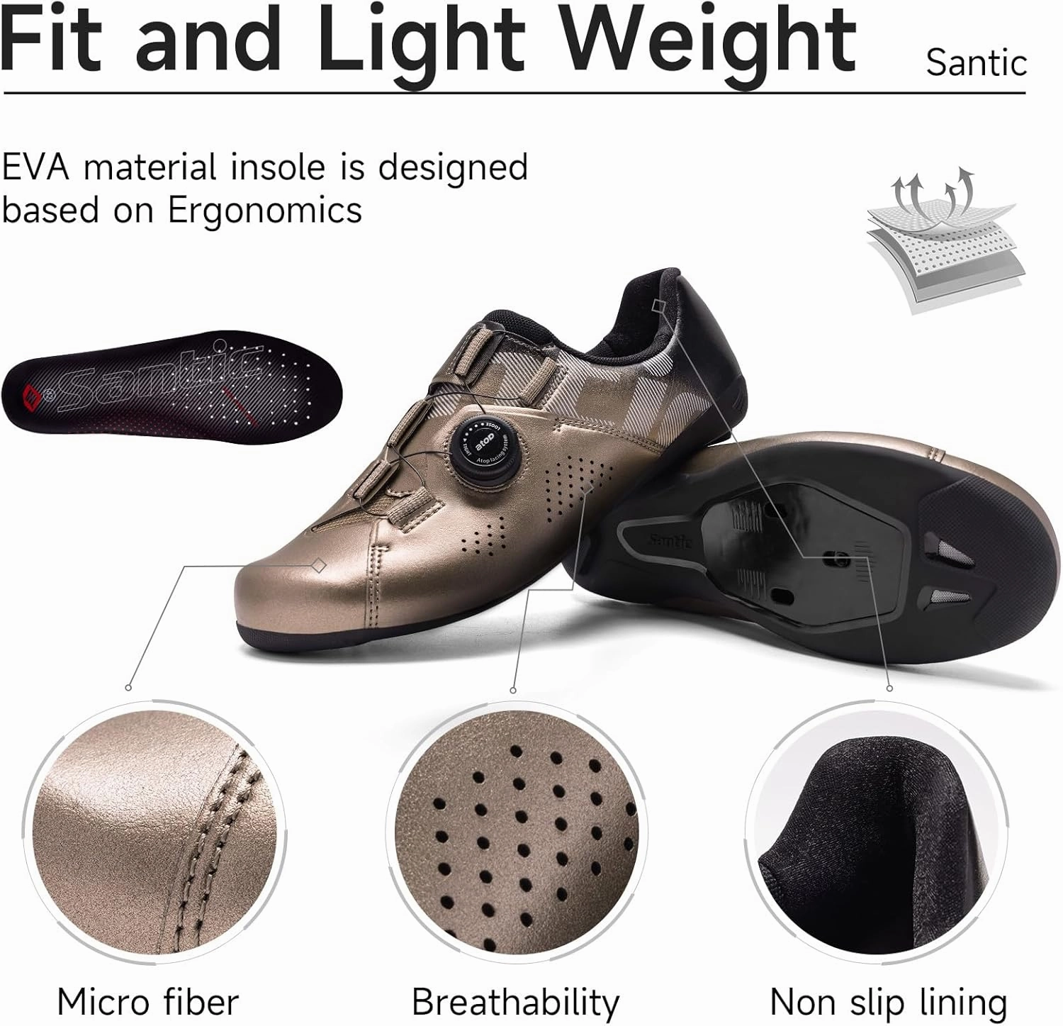 Santic Unisex Cycling Shoes Bike Shoes Indoor Classic Riding Shoes Suitable for Look Delta Vegan Cycling Shoes