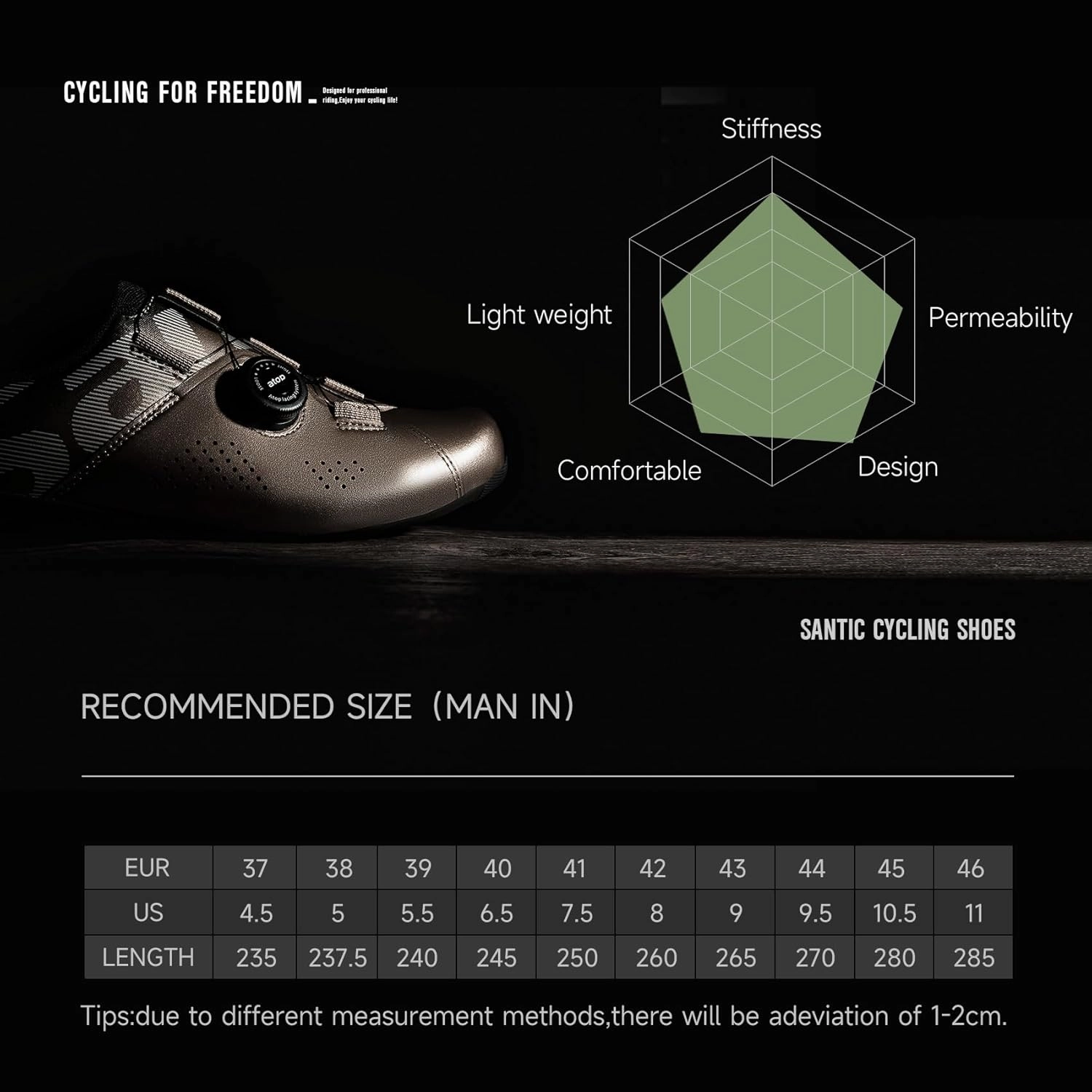 Wide Fit Cycle Shoes Santic Unisex Cycling Shoes Bike Shoes Indoor Classic Riding Shoes Suitable for Look Delta