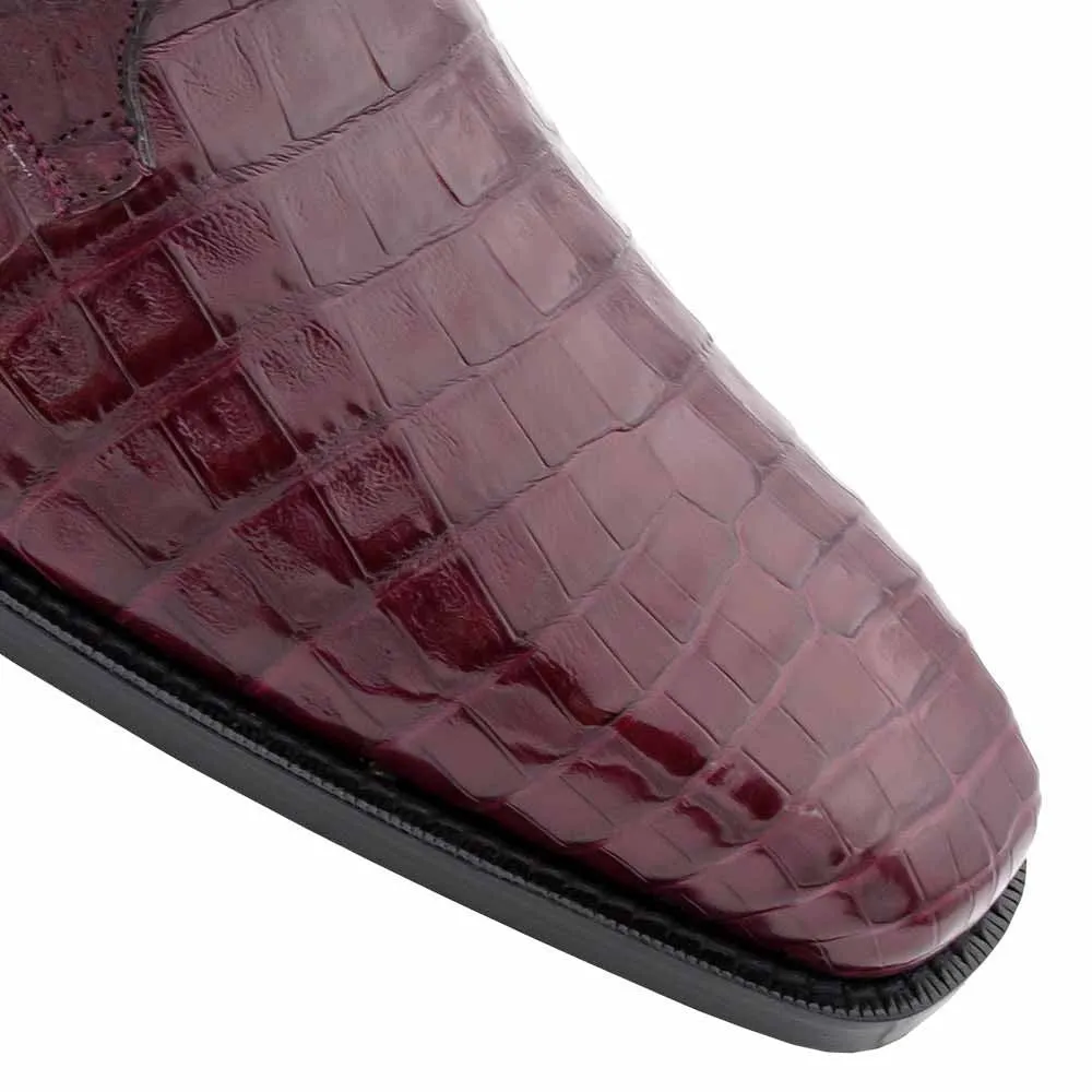 Dress Shoes For Teen Mezlan of Spain Genuine Crocodile Skin Burgundy Derby ANDERSON (USA Men Size)