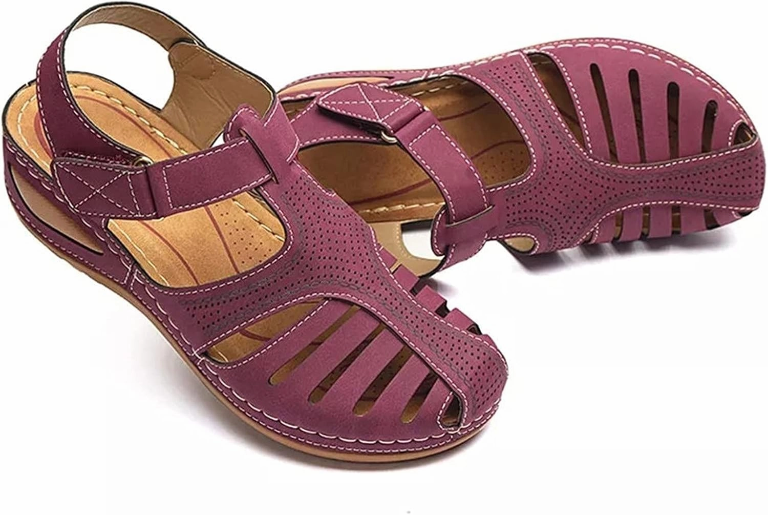 Closed Toe Sandals Women Summer Dressy Wedge Fisherman Comfortable Hollow Out Ankle Strap Slip On Platform Sandals Flip Flops Blue Lagoon