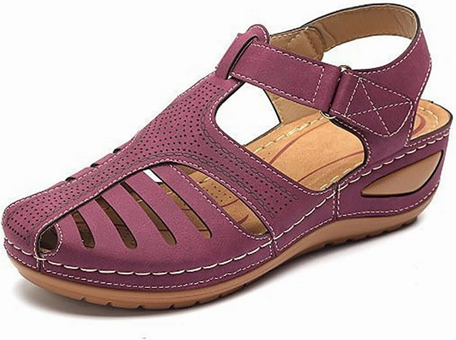 Heel Flip Flops Closed Toe Sandals Women Summer Dressy Wedge Fisherman Comfortable Hollow Out Ankle Strap Slip On Platform Sandals