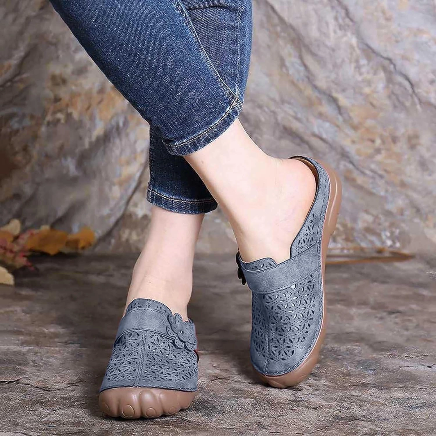 Spor7 Flip Flops oiangi Womens Flower Hollow Wedge Sandals Summer Casual Baotou Closed Toe Slip on Slipper Lightweight Comfortable Ladies Outdoor Beach Shoes Slides