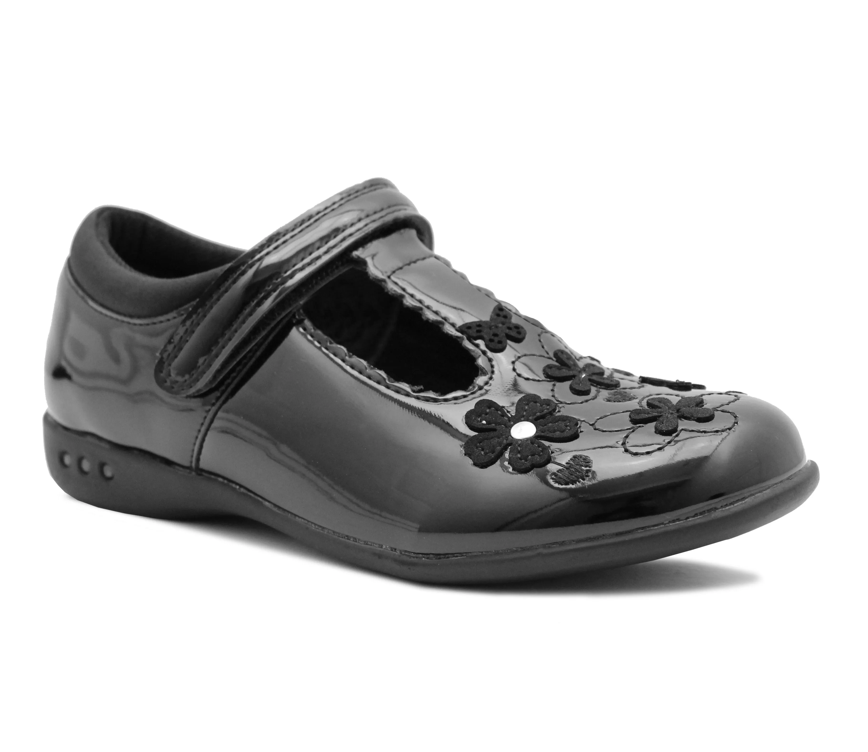 NATALIE Girls Kids Mary Janes LED Flashing Light Up School Shoes Touch Fasten Uniform Smart Loafer Pumps Mary Jane High Heels Shoes