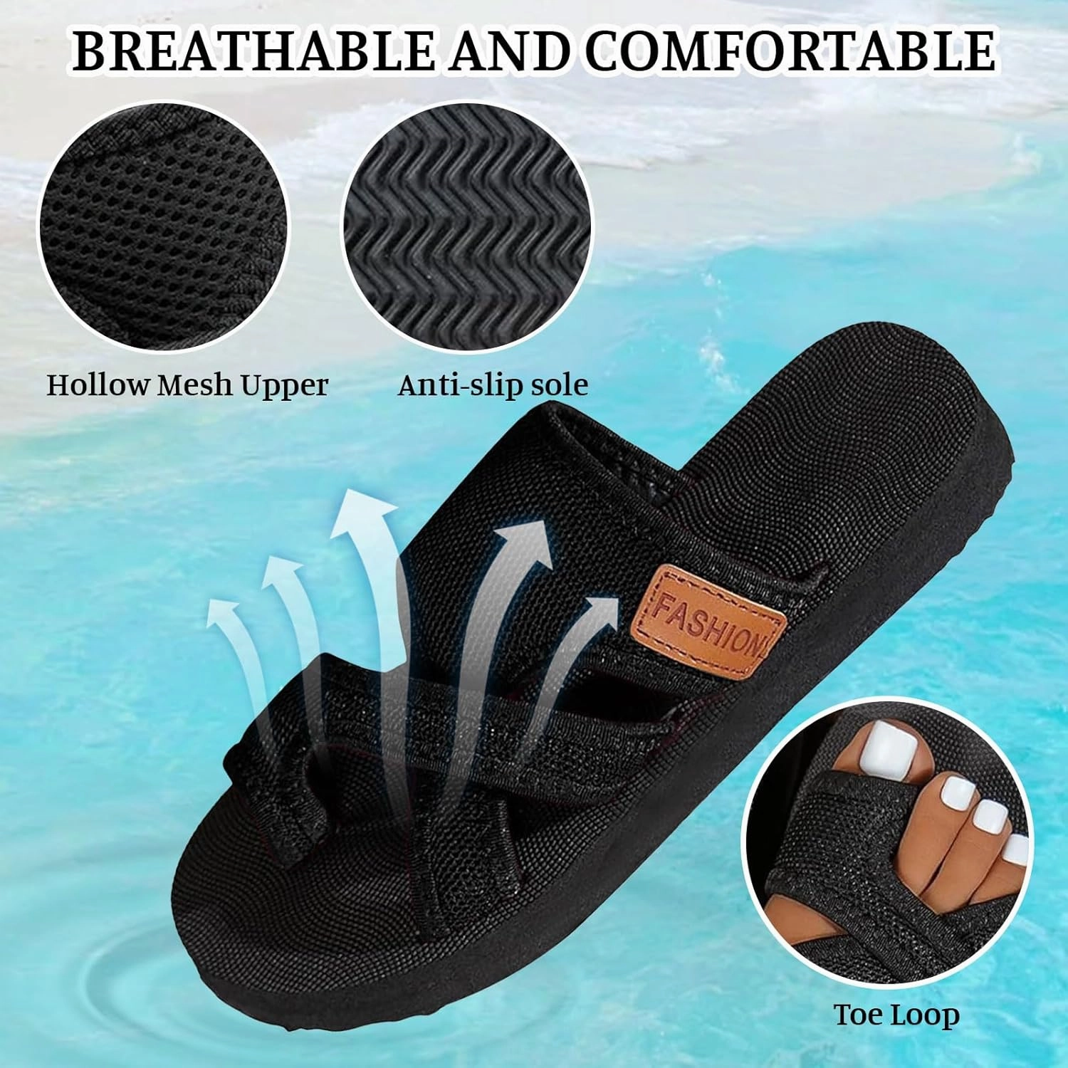 Slide Sandals Women Slip On Beach Sandals with Arch Support Open Toe Flats Mesh Slides Comfort Wear Orthowear Shoes Outdoor Walking Lightweight Slippers for Summer Vacation Plantar Fasciitis Sandals Flip Flops Candy