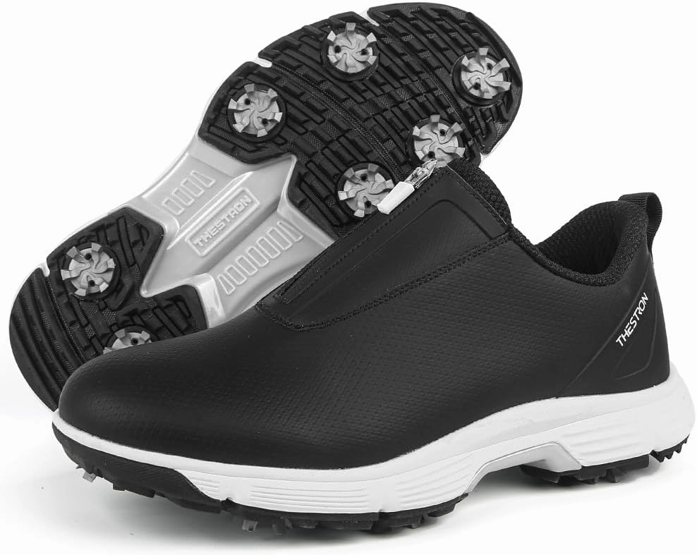 THESTRON Women Waterproof Golf Shoes Spikes Golf Training Sneakers Female Golf Footwears Zipper Golf Sports Shoes Women Walking Sneakers with Spikes Zipper Nike Metcon 9 Training Shoes