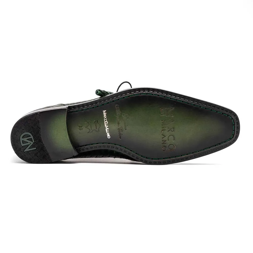 Marco Di Milano Moncalieri Dress Derby Green Alligator and Cobra Shoes High Quality Leather Dress Shoes